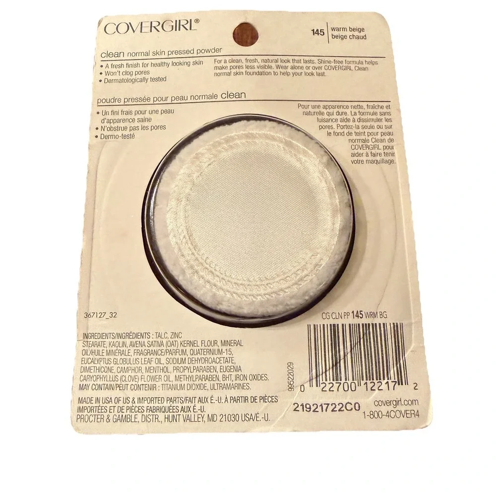 CoverGirl Clean Pressed Powder 145 Warm Beige New Sealed NOS Vintage Packaging